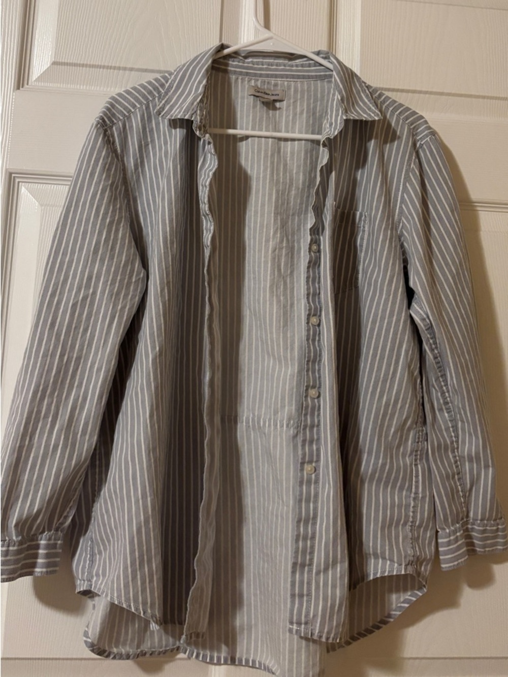 Calvin Klein Jeans Gray and White Striped Shirt